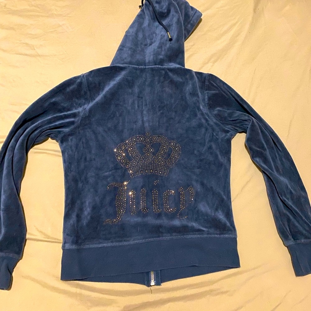 Juicy Couture Dark Gray Velour Tracksuit Jacket and Joggers Pants
